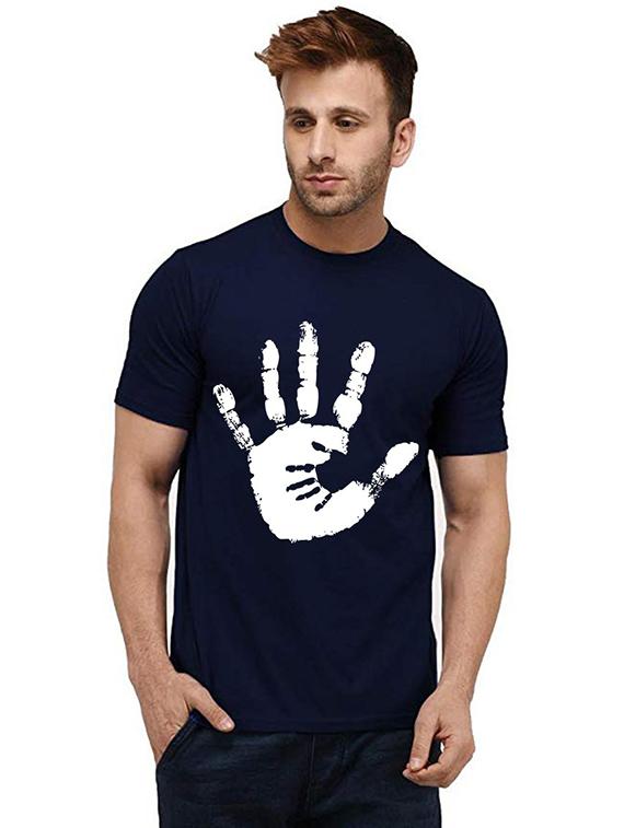 navy blue front printed casual t-shirt - 20985611 - Zoom Image - 0