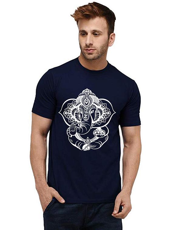 men round neck front printed t-shirt - 20986200 - Zoom Image - 0