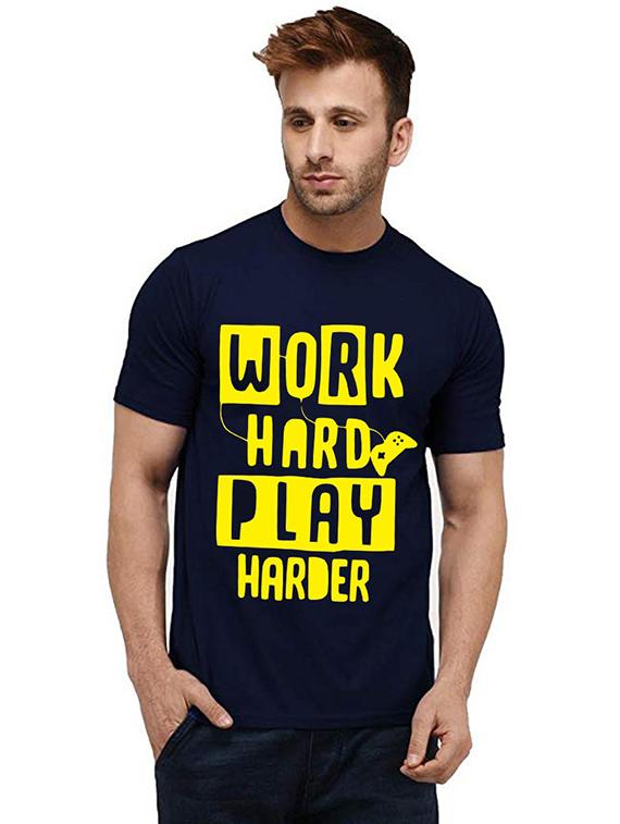 men round neck front print t-shirt - 20986228 - Zoom Image - 0