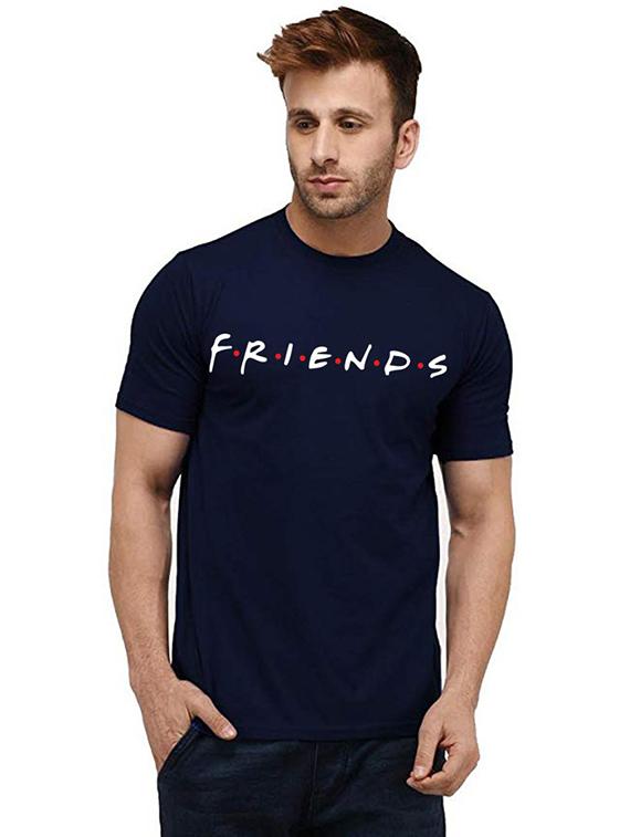 men round chest front printed t-shirt - 20986471 -  Zoom Image - 0