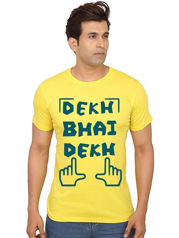 yellow front printed casual t-shirt - 20986648 - Zoom Image - 0
