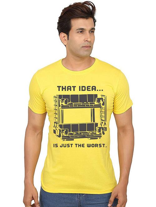 men round neck front print cotton t-shirt - 20986723 -  Standard Image - 0