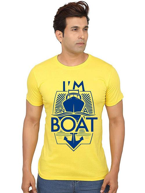 yellow front printed casual t-shirt - 20986733 - Standard Image - 0