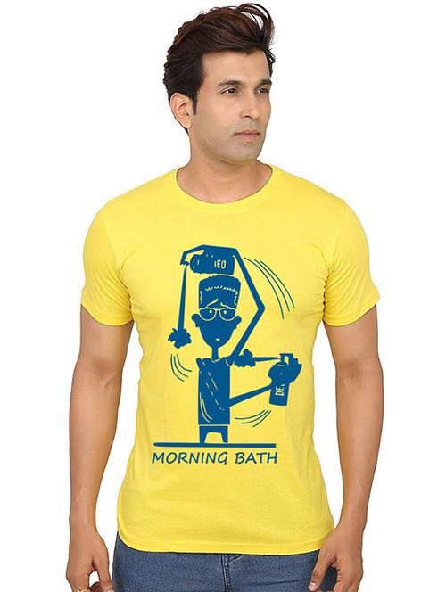 yellow front printed casual t-shirt - 20986812 - Standard Image - 0