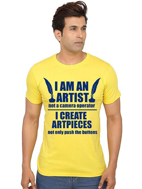men round neck front printed t-shirt - 20986890 -  Standard Image - 0