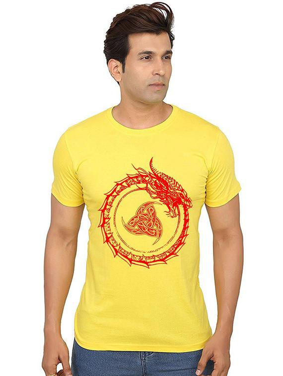 yellow front printed casual t-shirt - 20987072 - Zoom Image - 0