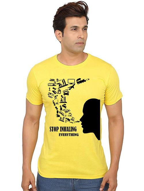yellow front printed casual t-shirt - 20987163 -  Standard Image - 0