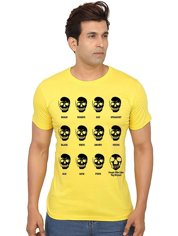 men round neck front print t-shirt - 20987171 -  Zoom Image - 0