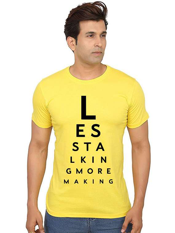 yellow front printed casual t-shirt - 20987190 - Zoom Image - 0