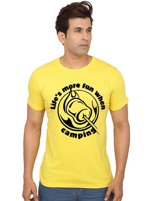 yellow front printed casual t-shirt - 20987275 - Standard Image - 0