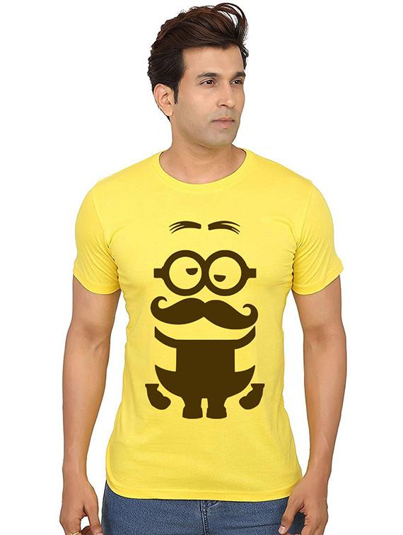 yellow front printed casual t-shirt - 20987316 - Zoom Image - 0