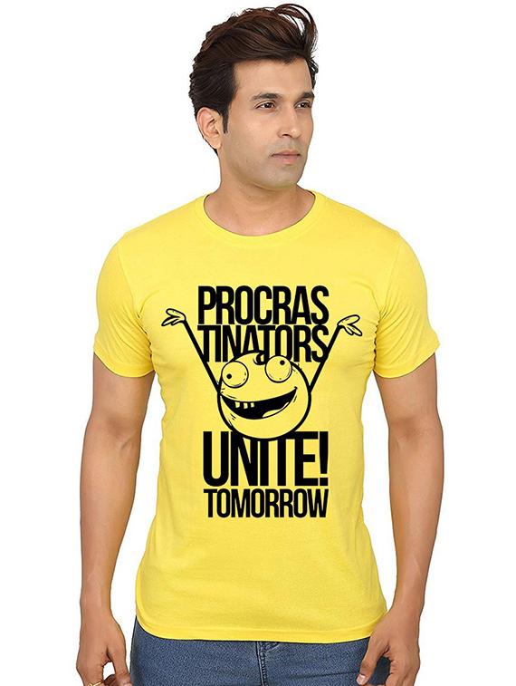 men round neck front print t-shirt - 20987627 - Zoom Image - 0