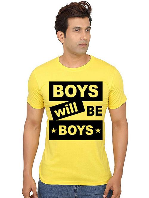 yellow front printed casual t-shirt - 20987679 - Standard Image - 0