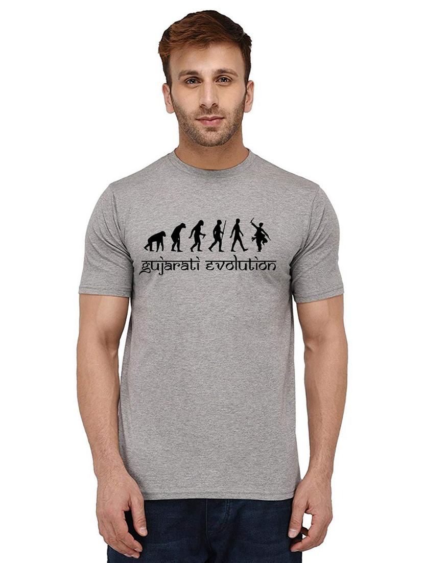 grey front printed casual t-shirt - 20987799 - Zoom Image - 0