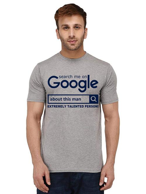 grey front printed casual t-shirt - 20987905 - Standard Image - 0