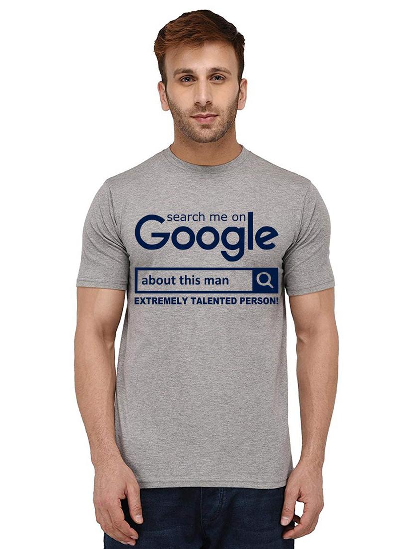 grey front printed casual t-shirt - 20987905 - Zoom Image - 0
