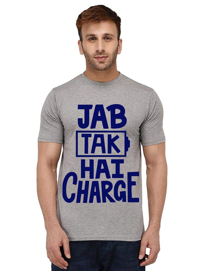 men round neck front print t-shirt - 20987989 - Zoom Image - 0