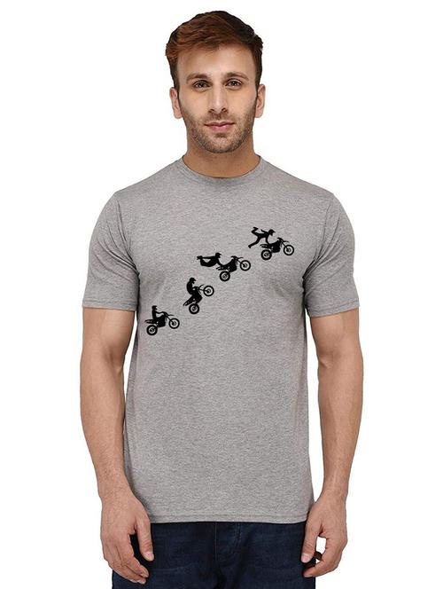 grey front printed casual t-shirt - 20988040 - Standard Image - 0