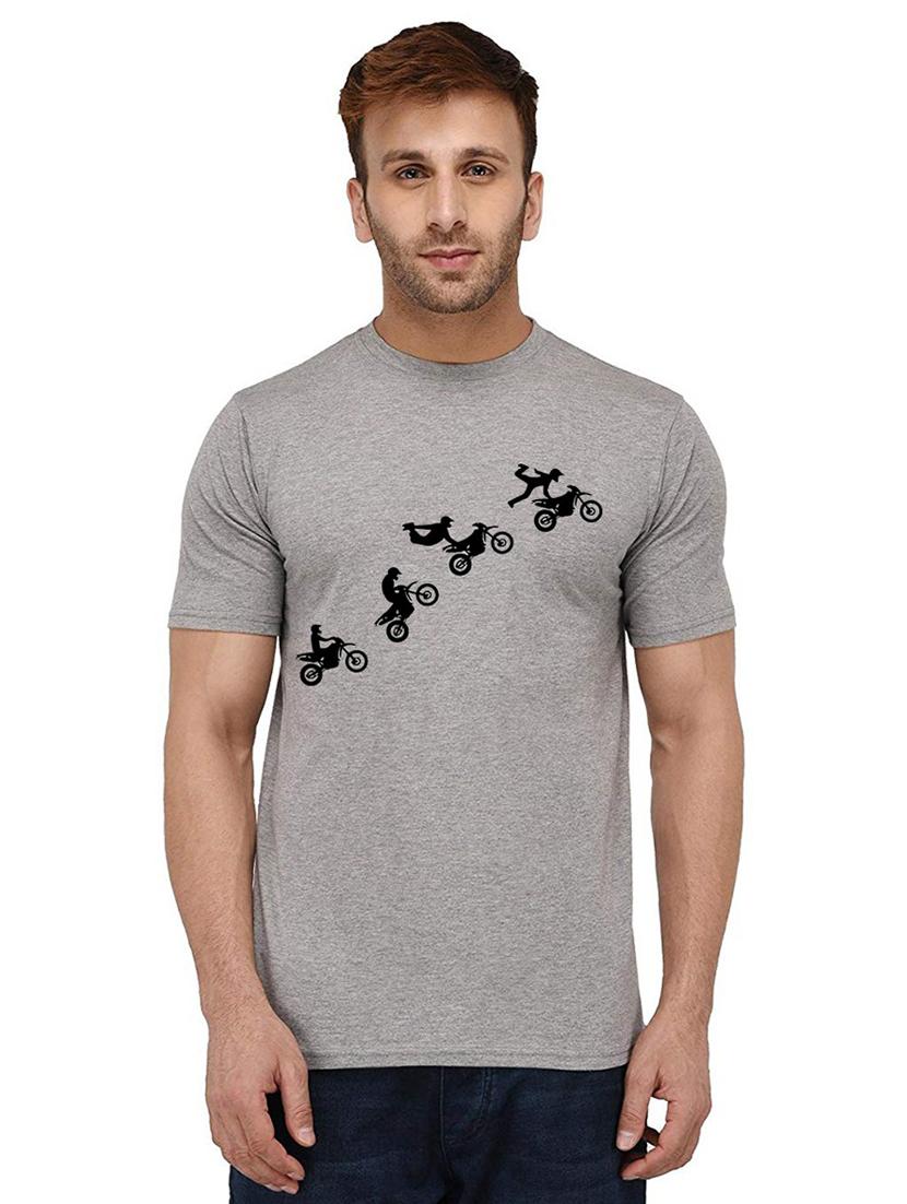 grey front printed casual t-shirt - 20988040 - Zoom Image - 0