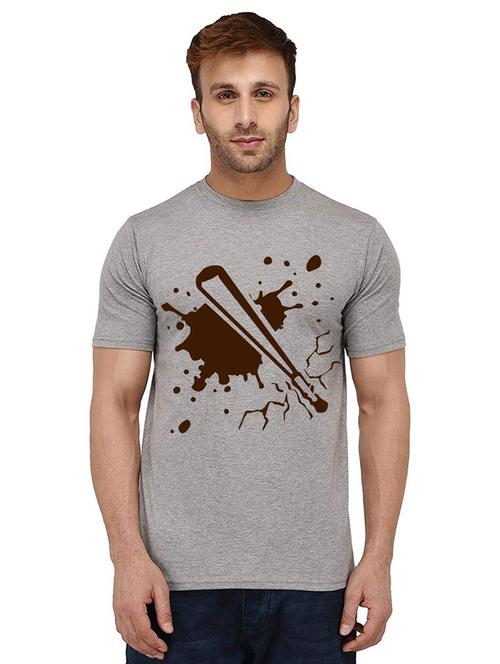 grey front printed casual t-shirt - 20988114 - Standard Image - 0