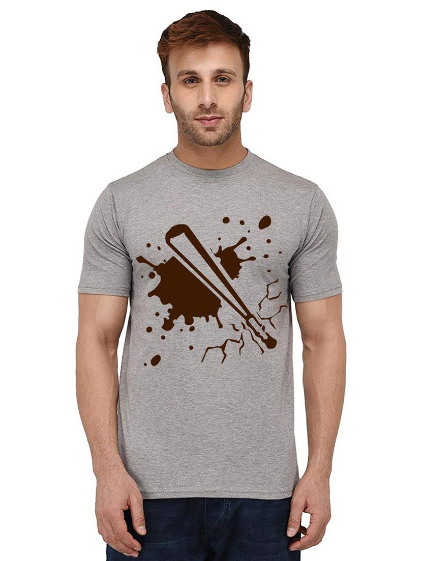 grey front printed casual t-shirt - 20988114 - Zoom Image - 0