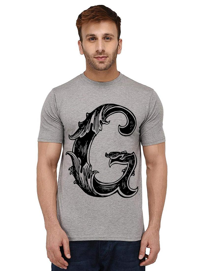 grey front printed casual t-shirt - 20988301 - Zoom Image - 0