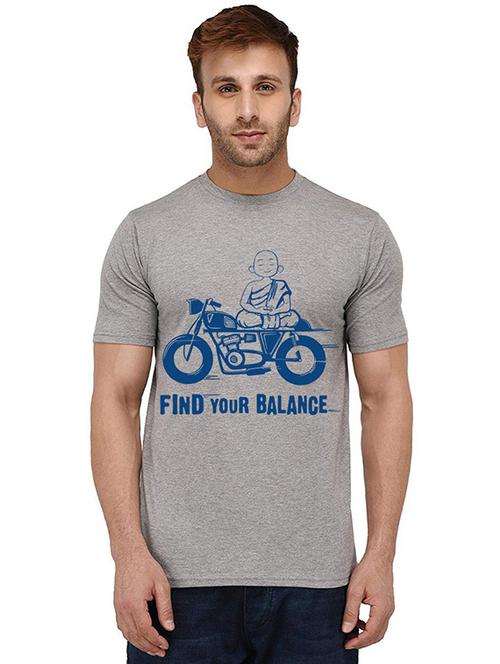 grey front printed casual t-shirt - 20988374 -  Standard Image - 0