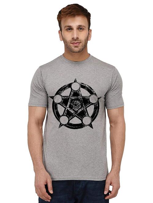 grey front printed casual t-shirt - 20988397 -  Standard Image - 0