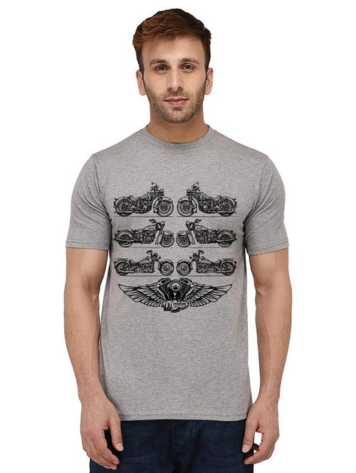 grey front printed casual t-shirt - 20988401 - Standard Image - 0