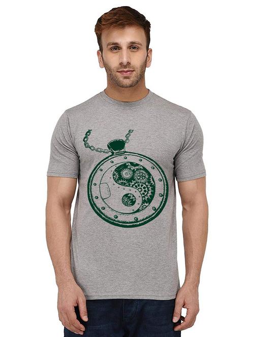 grey front printed casual t-shirt - 20988449 - Standard Image - 0