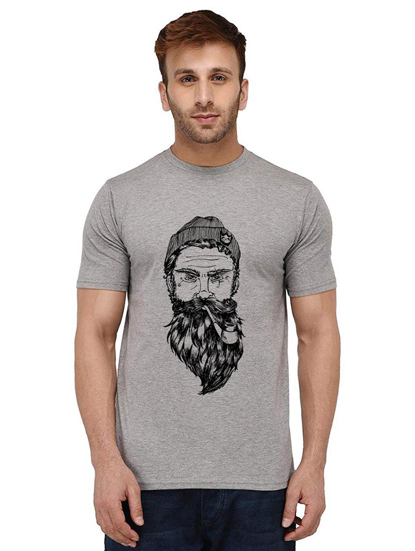 men round neck front print t-shirt - 20988562 -  Zoom Image - 0