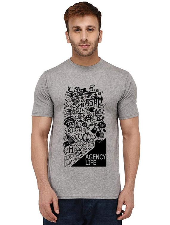 men round neck front print t-shirt - 20988601 - Zoom Image - 0
