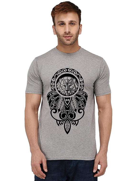 men round neck front print t-shirt - 20988614 - Zoom Image - 0