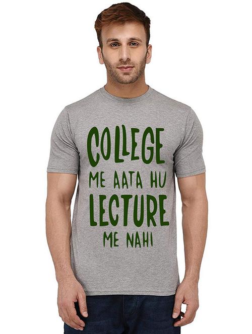 grey front printed casual t-shirt - 20988645 - Standard Image - 0