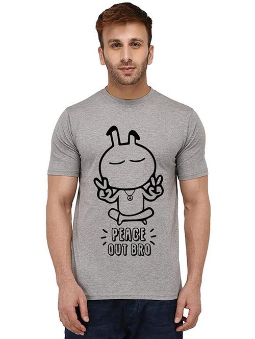 grey front printed casual t-shirt - 20988701 -  Standard Image - 0
