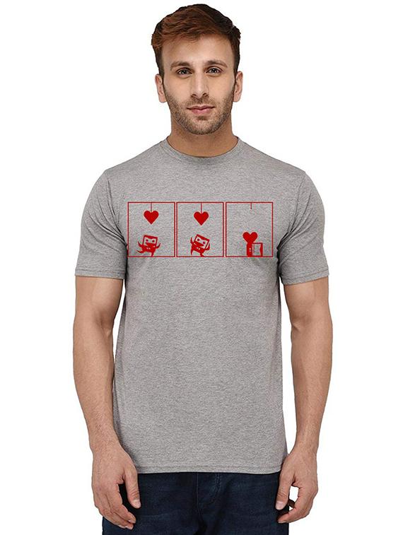 men round neck front print t-shirt - 20988720 -  Zoom Image - 0