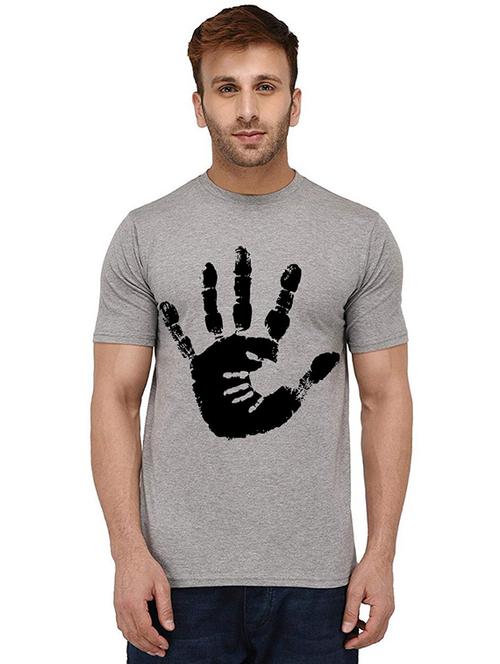 grey front printed casual t-shirt - 20988729 - Standard Image - 0