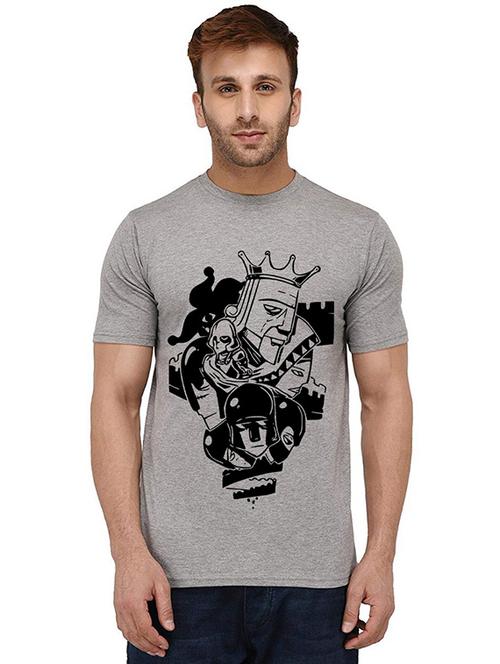 grey front printed casual t-shirt - 20988762 - Standard Image - 0