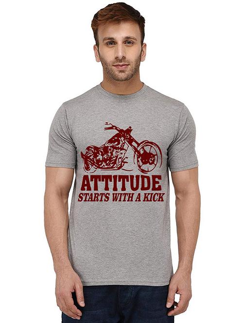 grey front printed casual t-shirt - 20988765 - Standard Image - 0