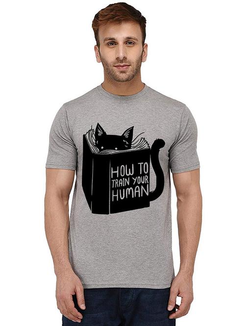 grey front printed casual t-shirt - 20988792 - Standard Image - 0
