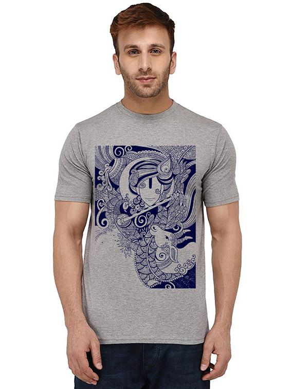 grey front printed casual t-shirt - 20988896 - Zoom Image - 0