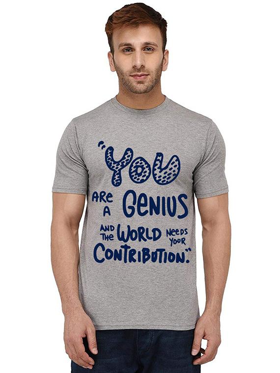 men round neck front print t-shirt - 20988999 - Zoom Image - 0