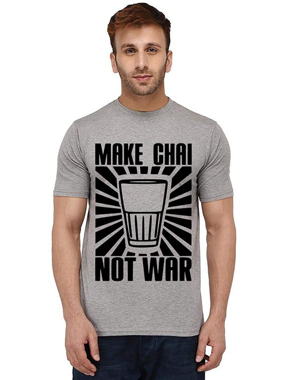 men round neck front print t-shirt - 20989005 - Zoom Image - 0