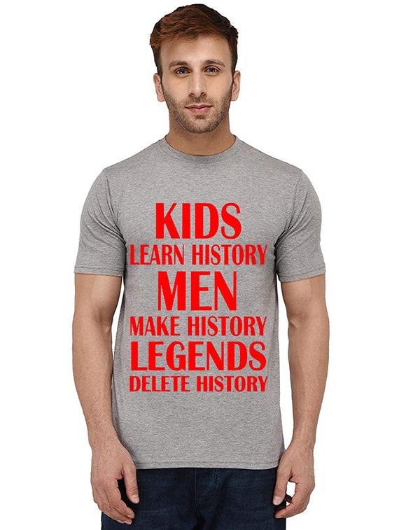 men round neck front print t-shirt - 20989025 -  Zoom Image - 0