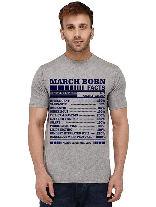 grey front printed casual t-shirt - 20989034 - Standard Image - 0
