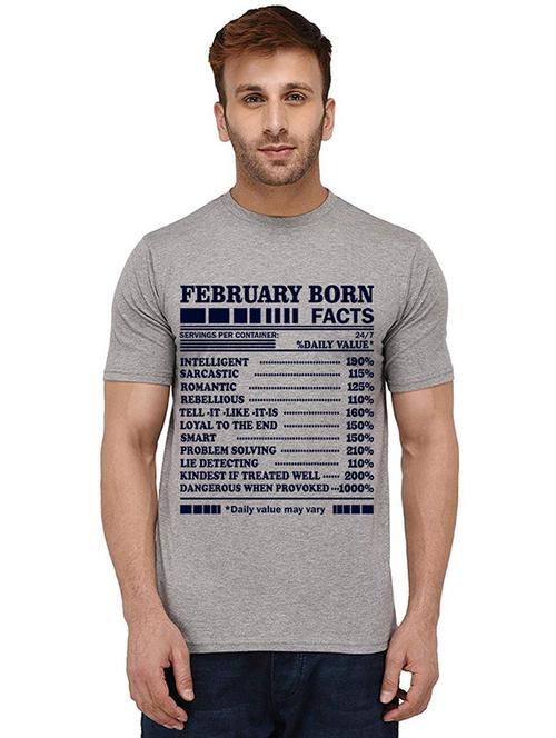 grey front printed casual t-shirt - 20989035 - Standard Image - 0