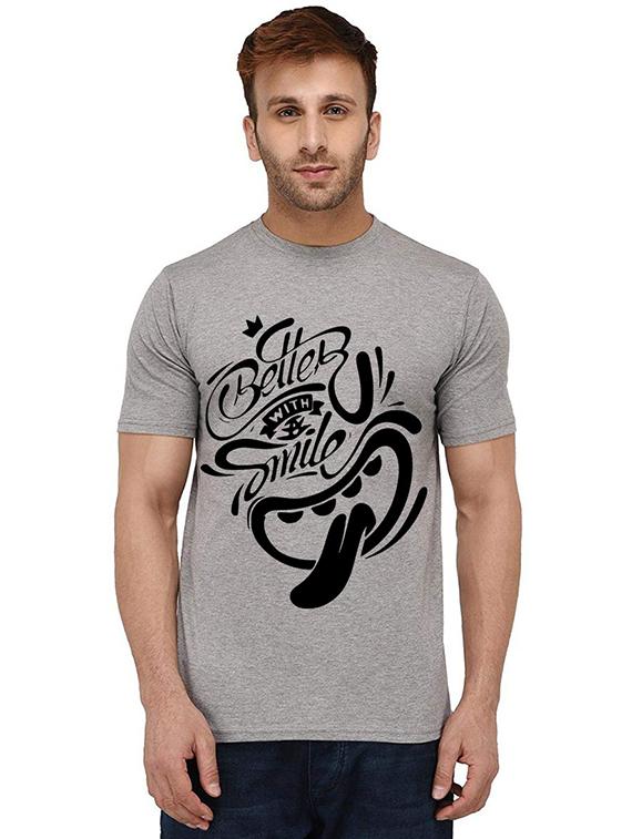 grey cotton front print tshirt