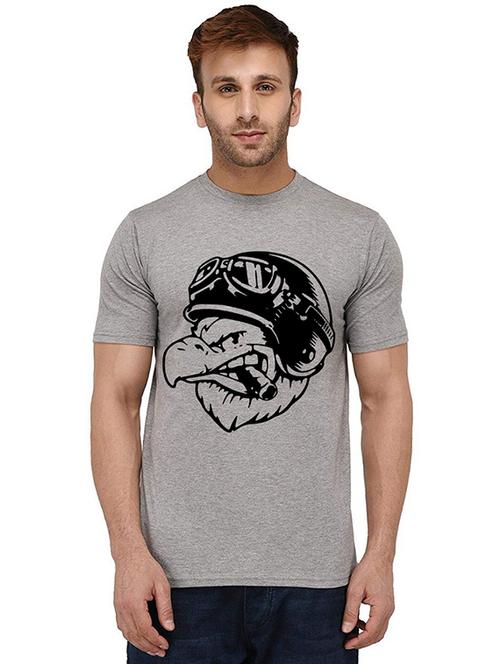 grey front printed casual t-shirt - 20989153 - Standard Image - 0