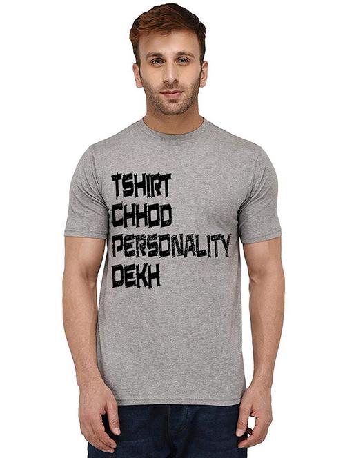 grey cotton front print tshirt - 20989161 - Standard Image - 0