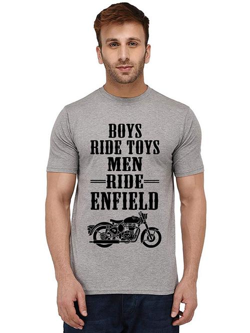 grey front printed casual t-shirt - 20989163 -  Standard Image - 0